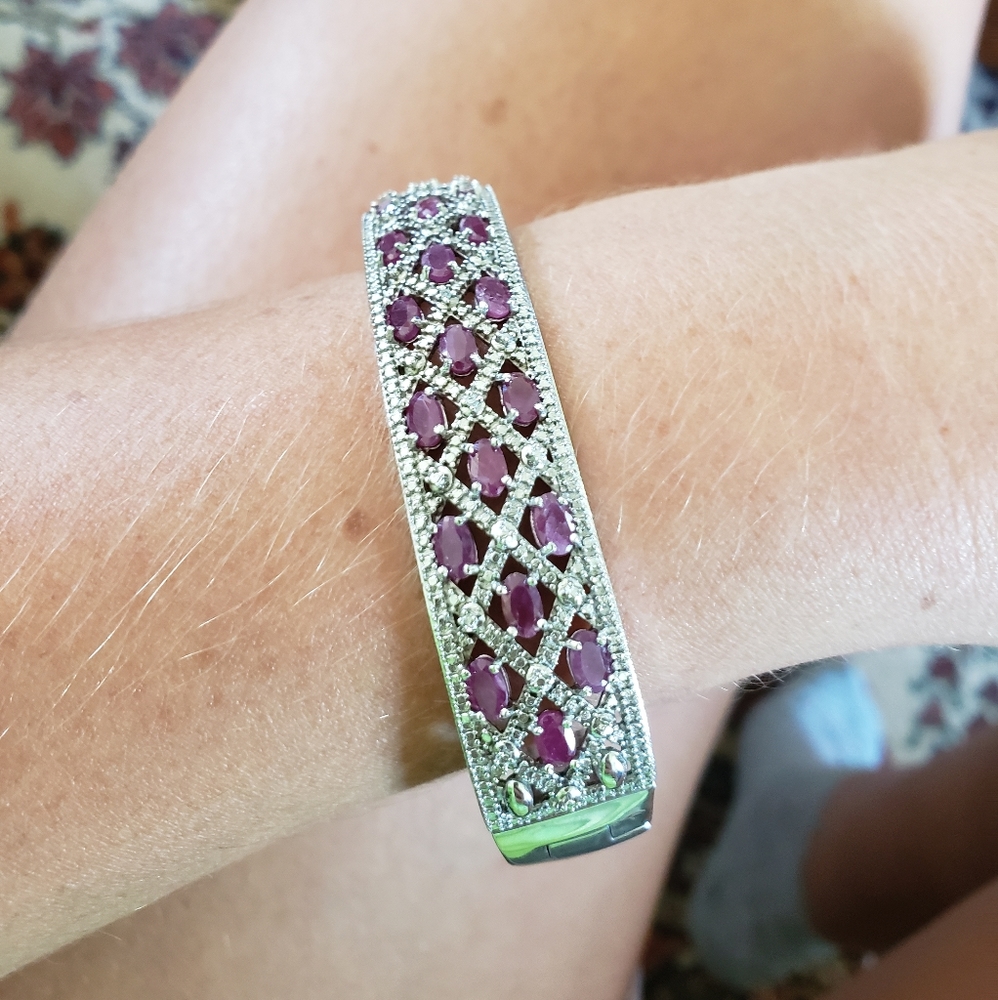 925 Sterling Silver Ruby Bracelet